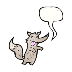 cartoon wolf with speech bubble