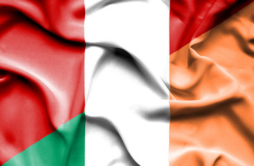 Waving flag of Ireland and Peru