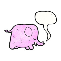 pink elephant with speech bubble cartoon