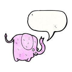pink elephant with speech bubble cartoon