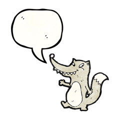 cartoon wolf with speech bubble