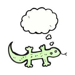 cartoon lizard with thought bubble