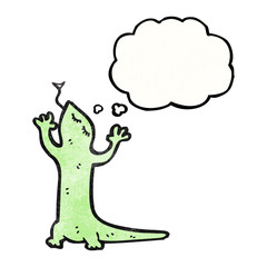 cartoon lizard with thought bubble