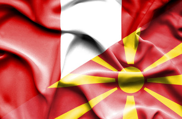 Waving flag of Macedonia and Peru