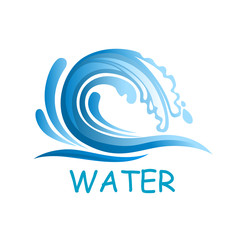 Blue wave with water splashes