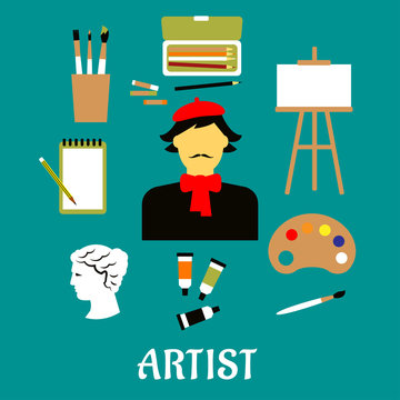 Artist or craftsman with art icons