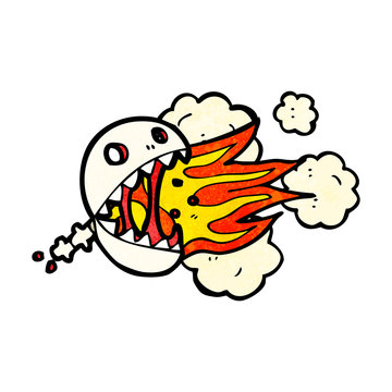 fire breathing skull cartoon