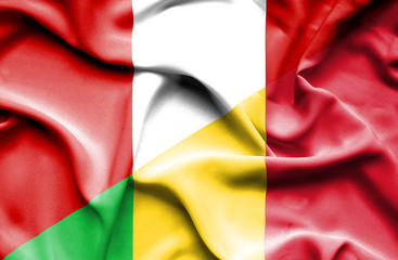 Waving flag of Mali and Peru