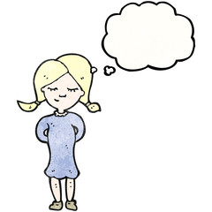 cartoon blond girl thinking