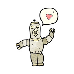 Obraz na płótnie Canvas cartoon retro robot in love