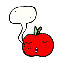 cartoon apple with speech bubble
