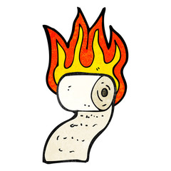 burning toilet roll cartoon