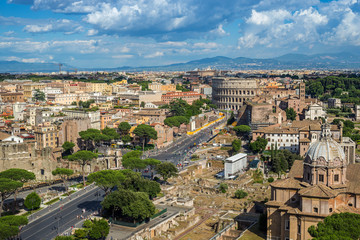 Fototapeta na wymiar Rome skyline and Colosseum - Italy