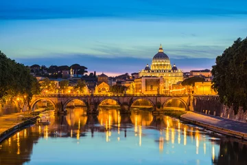 Fototapete Saint Peter's Basilica and Sant'Angelo bridge - Rome - Italy © Noppasinw