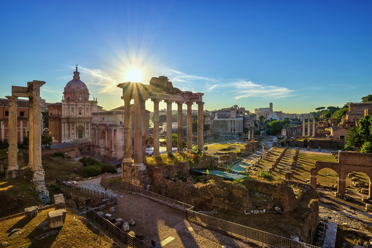 Sunrise at Roman Forum - Rome - Italy