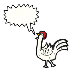 cartoon clucking chicken
