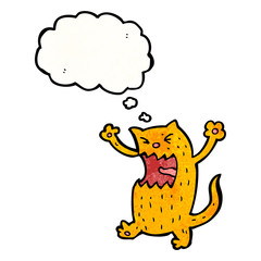 cartoon angry cat with thought bubble