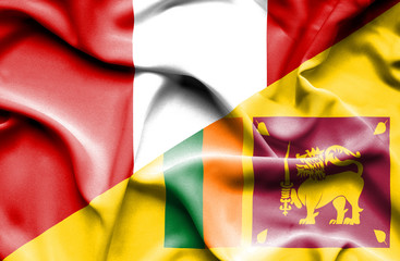 Waving flag of Sri Lanka and Peru