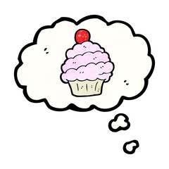 cartoon cupcake in thought bubble symbol