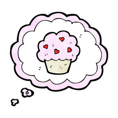 cartoon cupcake in thought bubble symbol