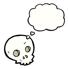 cartoon skull with thought bubble