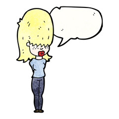 cartoon woman with big hair talking