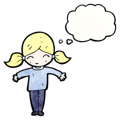 cartoon happy blond girl,