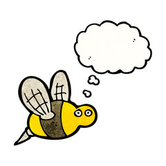 cartoon bee with thought bubble