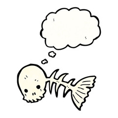 spooky fish bones cartoon