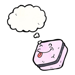 cartoon candy with thought bubble