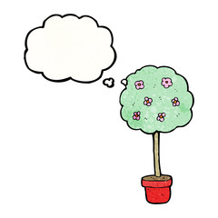 tree with thought bubble cartoon