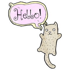 funny cartoon cat with speech bubble