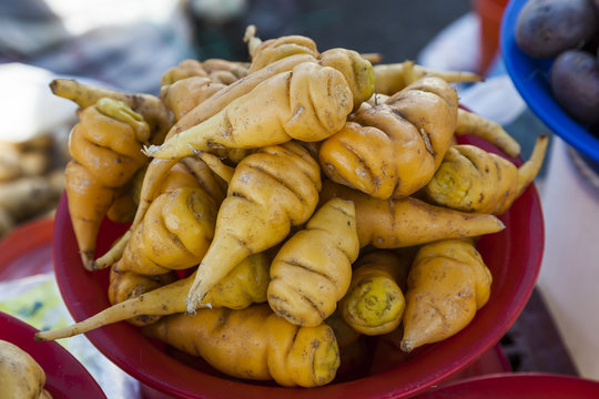Mashua on a market stall in Ecuador