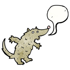 cartoon wolf with speech bubble