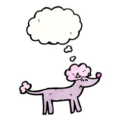 cartoon poodle with thought bubble