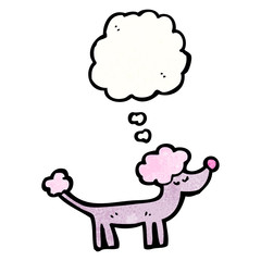 cartoon poodle with thought bubble
