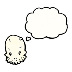 cartoon skull with thought bubble