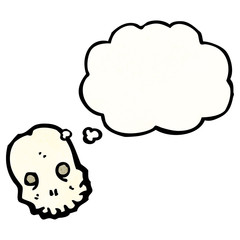 cartoon skull with thought bubble