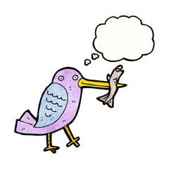 cartoon bird with fish
