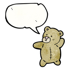 cartoon teddy bear with speech bubble