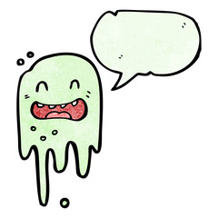 cartoon spooky ghost with speech bubble