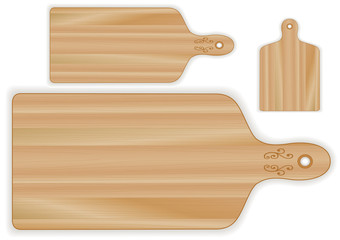 Wood cheese boards, cutting, carving, chopping  boards, paddle shape with wood grain detail, 3 sizes 