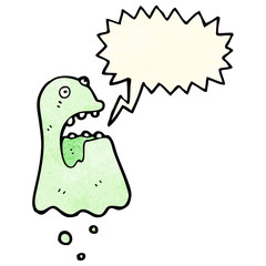 cartoon spooky ghost with speech bubble
