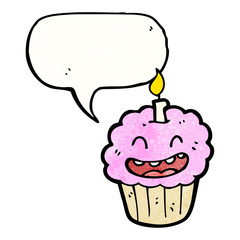 cartoon cupcake, with candle