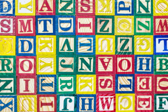 Pattern of colorful alphabet blocks, Texture and background