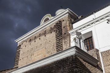 Ancient walls of the  Carmen Bajo church, Quito.