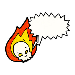 cartoon flaming skull