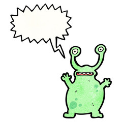 alien with speech bubble cartoon