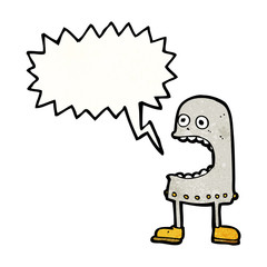 cartoon funny robot with speech bubble