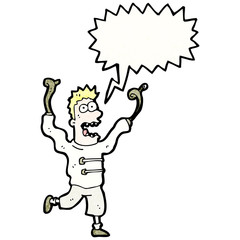 cartoon crazy man in straight jacket